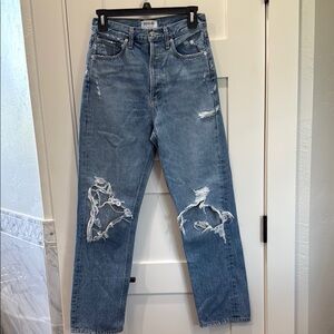 Distressed Agolde Blue Jeans